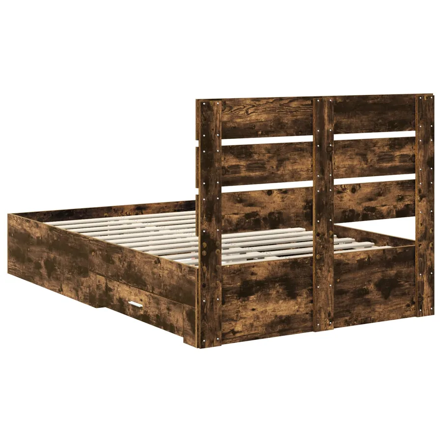 Cadre de lit Chêne fumé 135 x 190 cm Bois d'ingénierie - 10