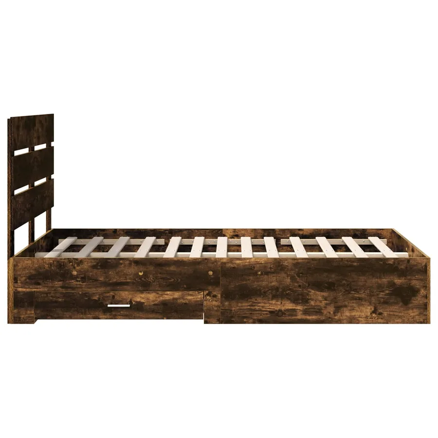 Cadre de lit Chêne fumé 135 x 190 cm Bois d'ingénierie - 9