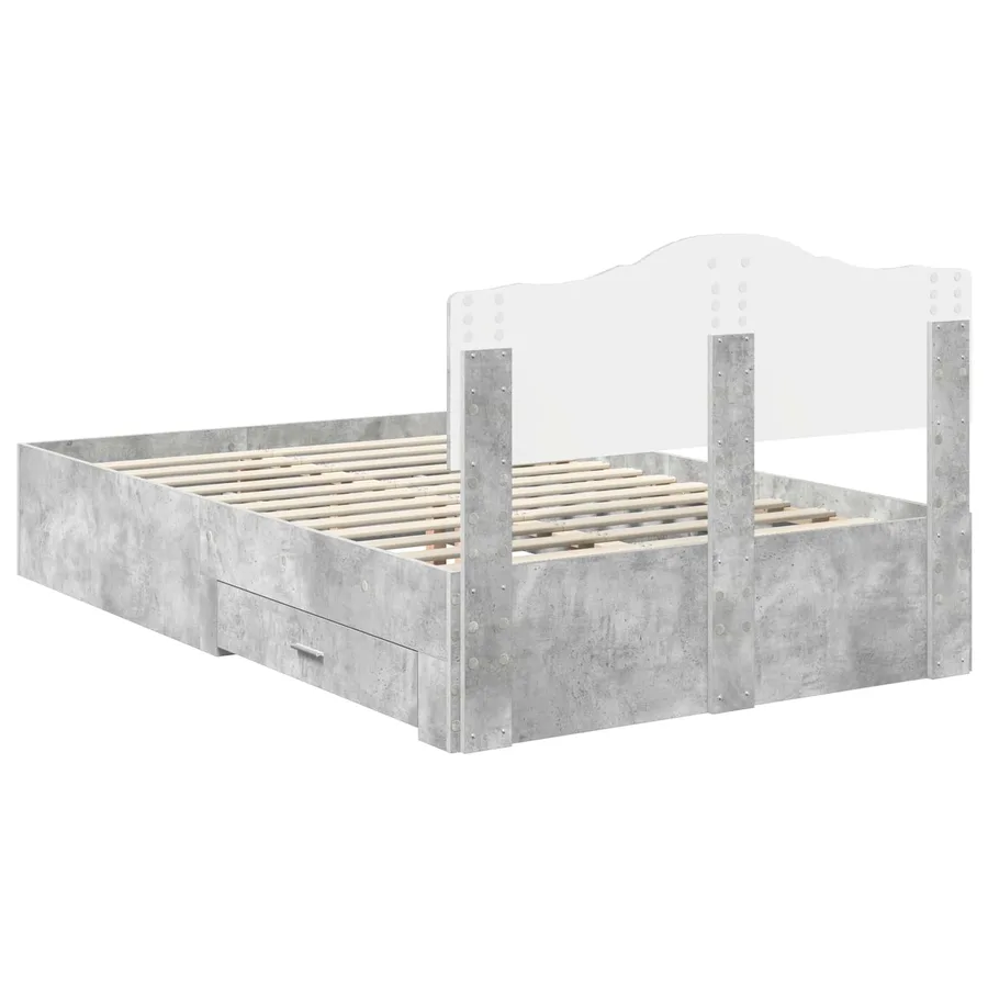 Cadre de lit Gris béton 135 x 190 cm Bois d'ingénierie - 10