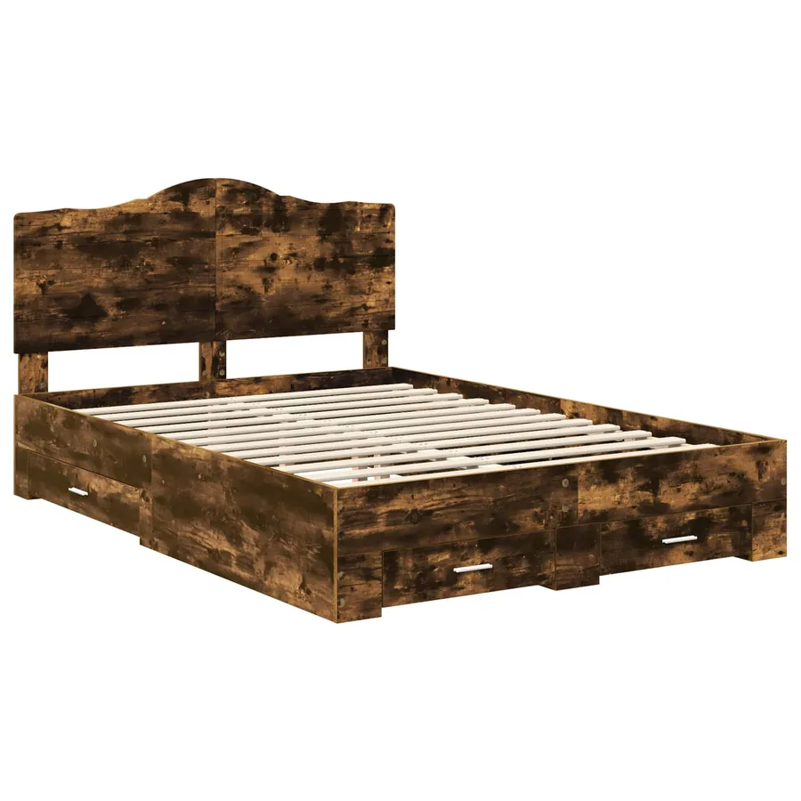 Cadre de lit Chêne fumé 140 x 190 cm Bois d'ingénierie - 4