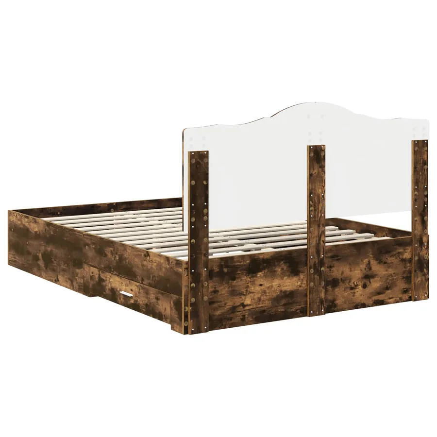 Cadre de lit Chêne fumé 140 x 190 cm Bois d'ingénierie - 8