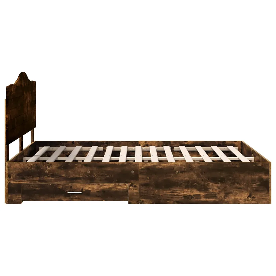 Cadre de lit Chêne fumé 140 x 190 cm Bois d'ingénierie - 9