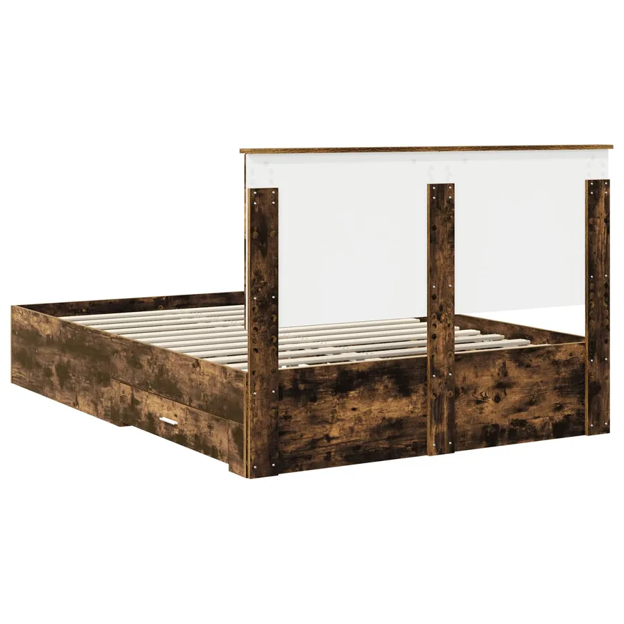 Cadre de lit Chêne fumé 135 x 190 cm Bois d'ingénierie - 10