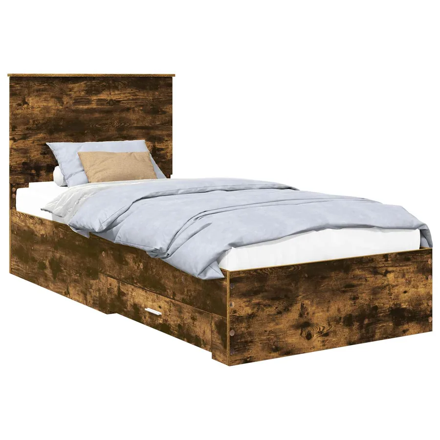 Cadre de lit Chêne fumé 90 x 190 cm Bois d'ingénierie - 2