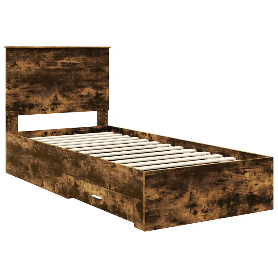 Cadre de lit Chêne fumé 90 x 190 cm Bois d'ingénierie - 4
