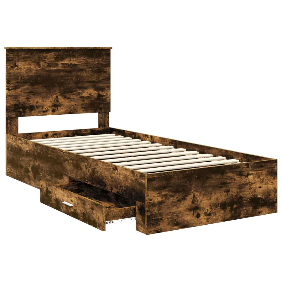 Cadre de lit Chêne fumé 90 x 190 cm Bois d'ingénierie - 5