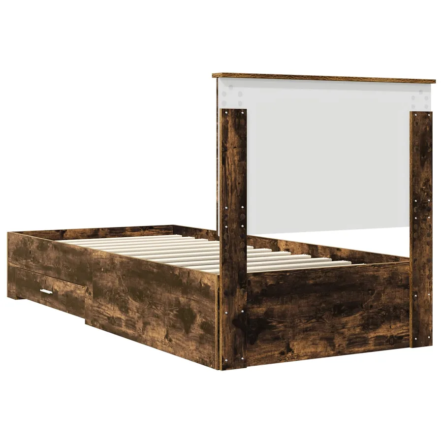 Cadre de lit Chêne fumé 90 x 190 cm Bois d'ingénierie - 9