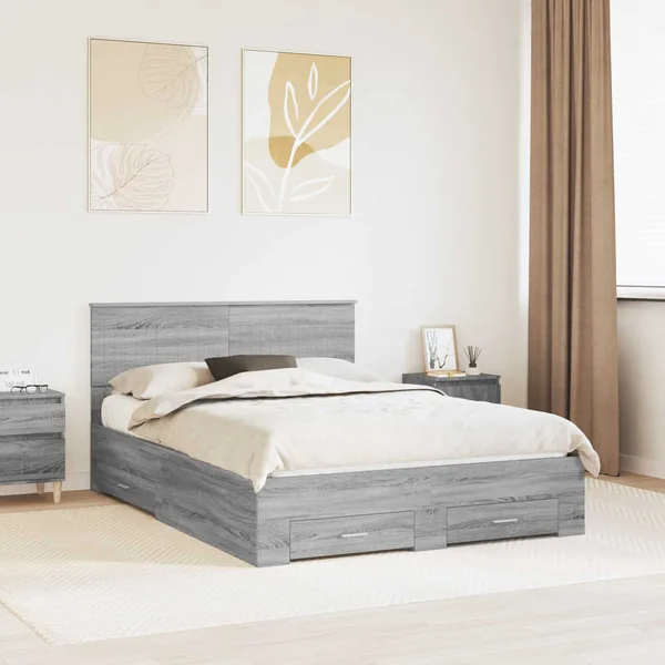 Cadre de lit Sonoma gris 140 x 190 cm Bois d'ingénierie