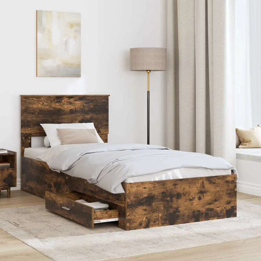 Cadre de lit Chêne fumé 90 x 190 cm Bois d'ingénierie - 3