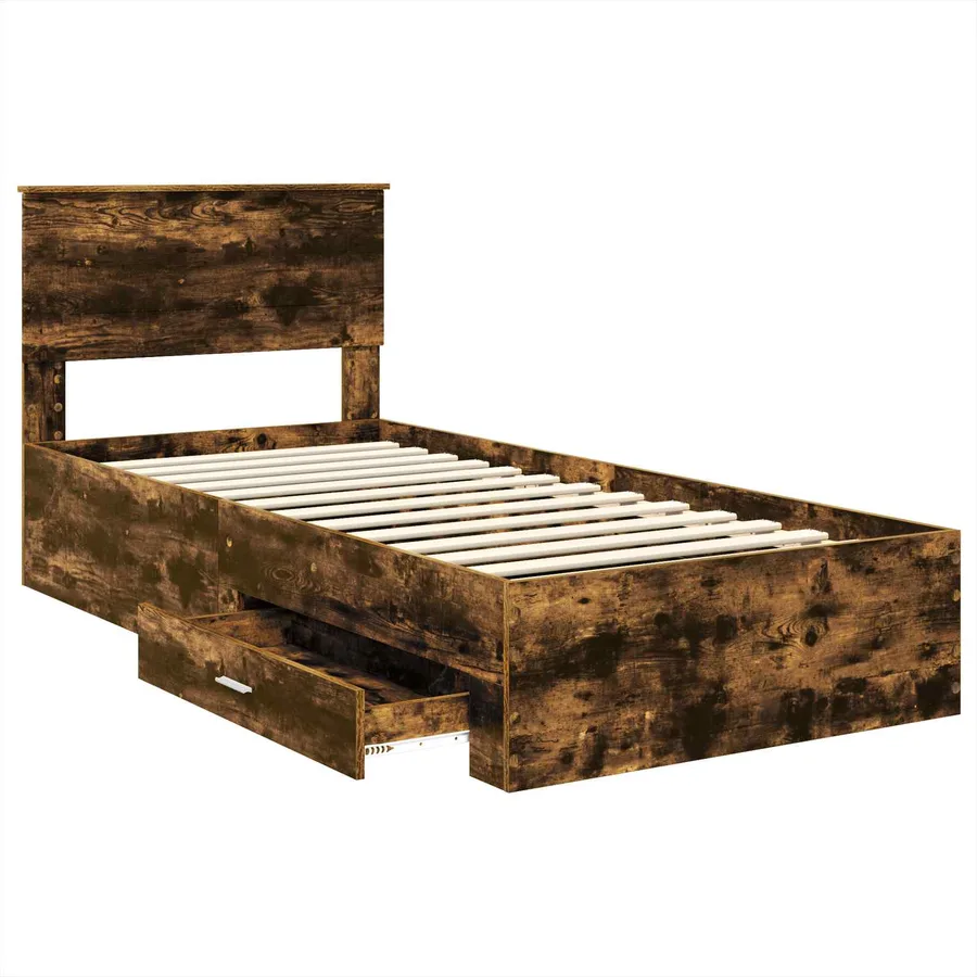 Cadre de lit Chêne fumé 90 x 190 cm Bois d'ingénierie - 5