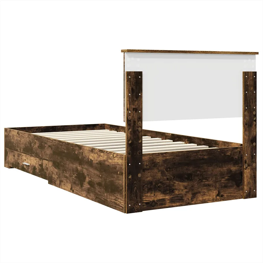 Cadre de lit Chêne fumé 90 x 190 cm Bois d'ingénierie - 9