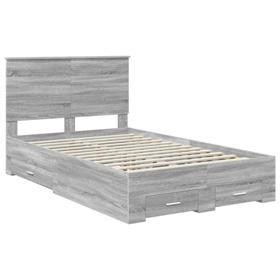 Cadre de lit Gris Sonoma 120 x 190 cm Bois d'ingénierie - 4