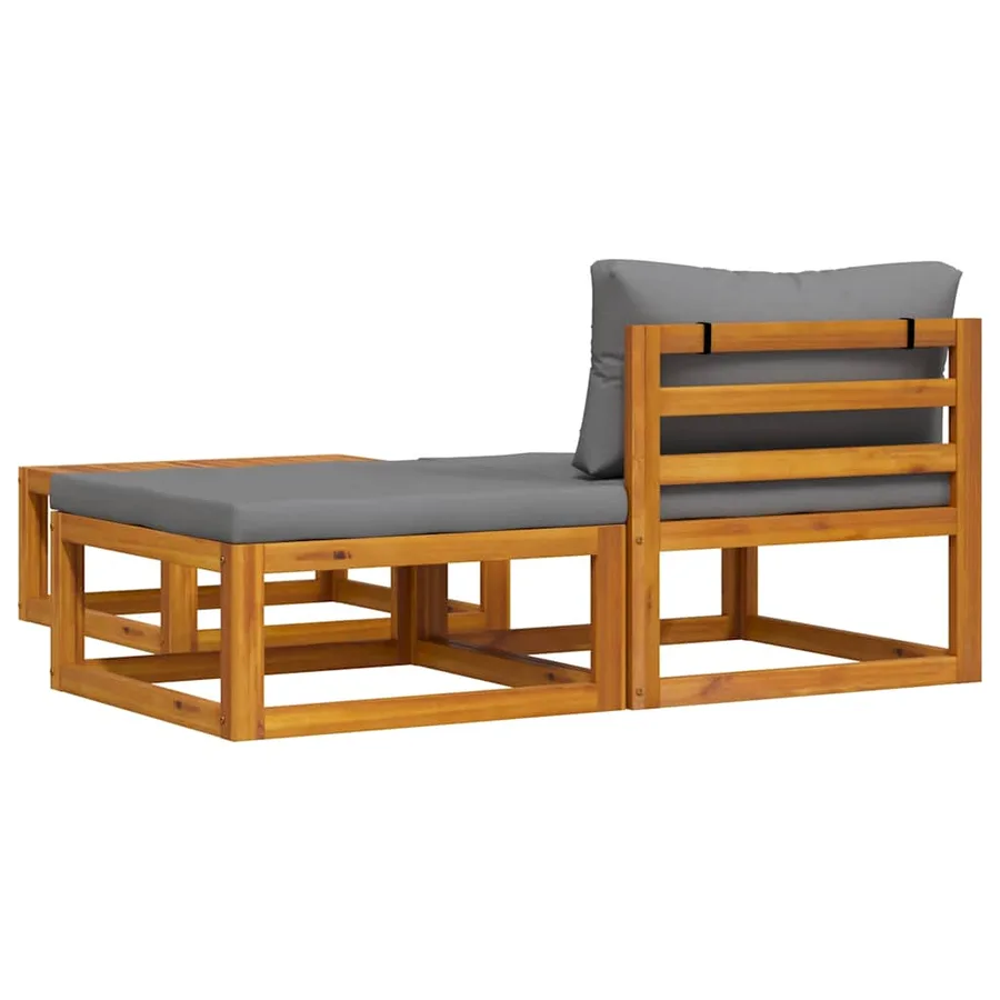 Salon de jardin 3 pcs avec coussins Bois d'acacia solide - 10