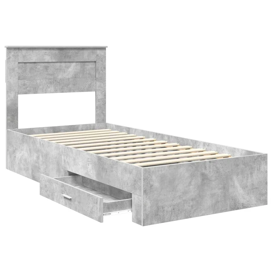 Cadre de lit Gris béton 90 x 190 cm Bois d'ingénierie - 5