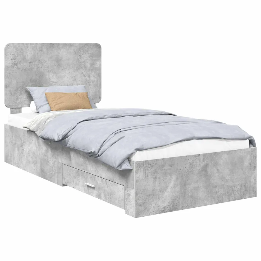 Cadre de lit Gris béton 90 x 190 cm Bois d'ingénierie - 2