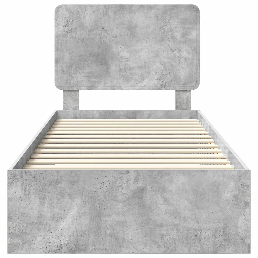 Cadre de lit Gris béton 90 x 190 cm Bois d'ingénierie - 7