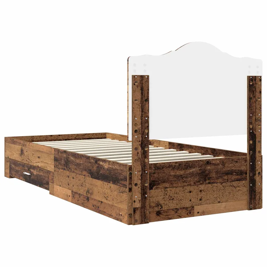 Cadre de lit Bois ancien 90 x 190 cm Bois d'ingénierie - 7