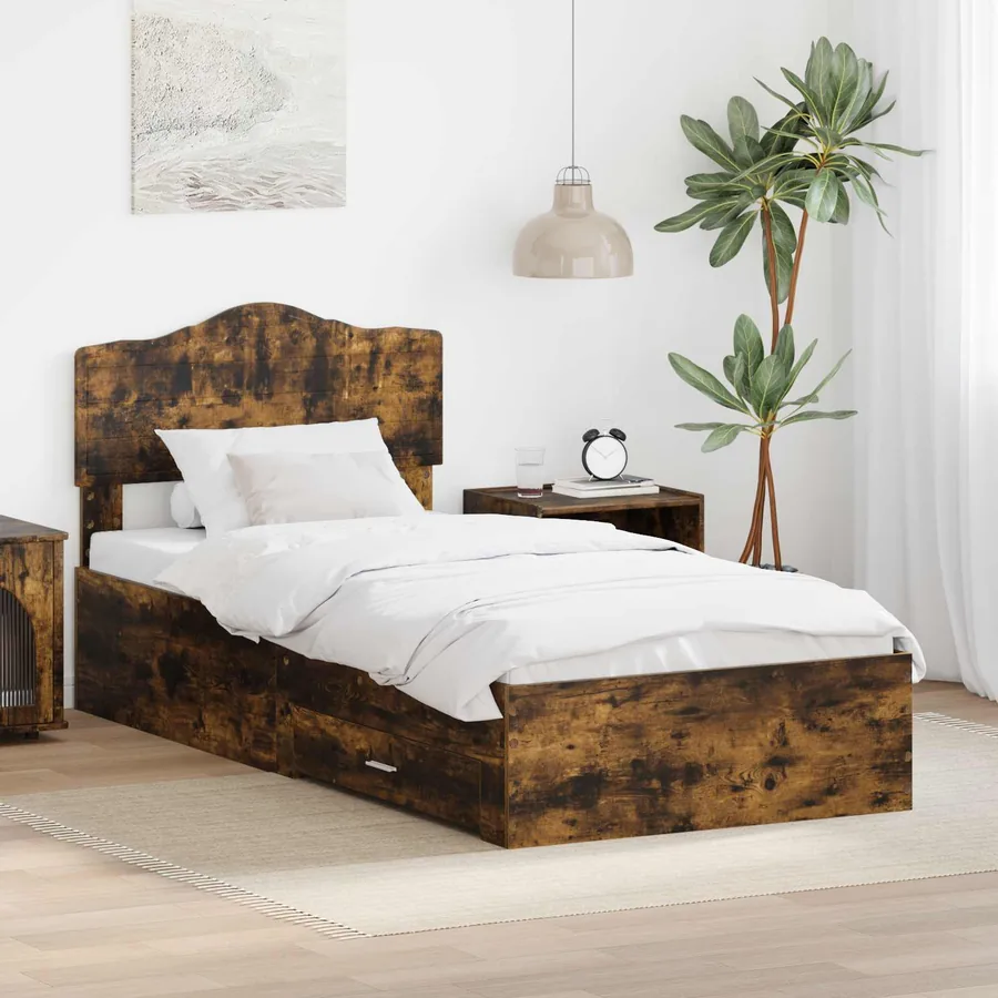 Cadre de lit Chêne fumé 90 x 190 cm Bois d'ingénierie