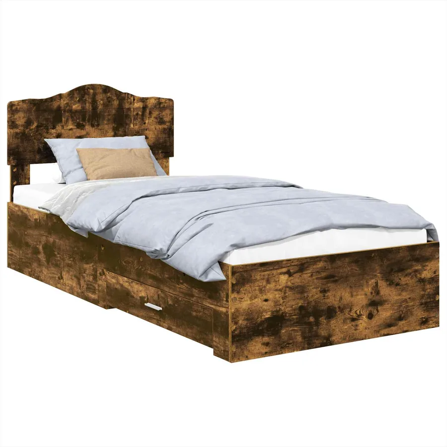 Cadre de lit Chêne fumé 90 x 190 cm Bois d'ingénierie - 2