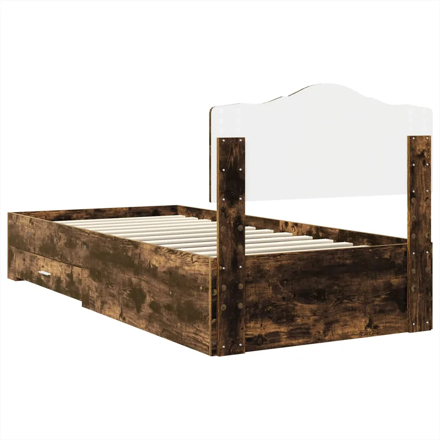 Cadre de lit Chêne fumé 90 x 190 cm Bois d'ingénierie - 9