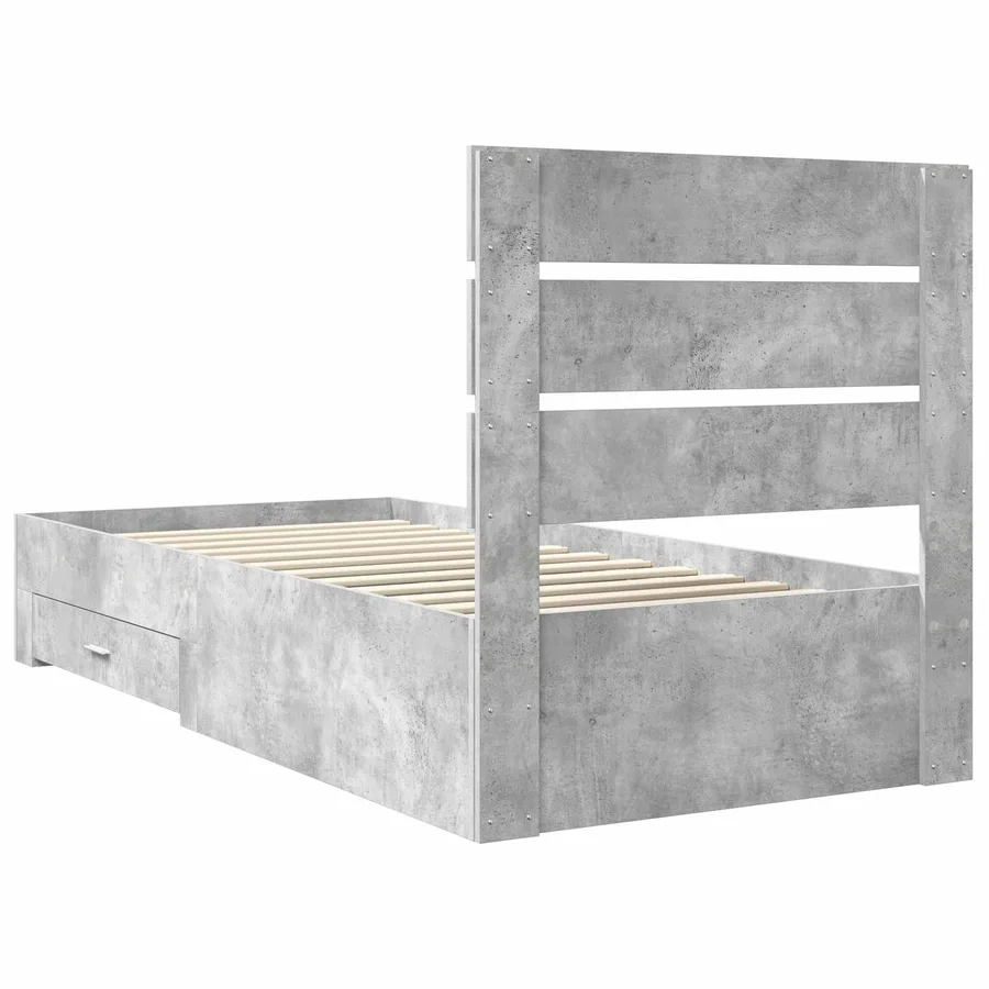 Cadre de lit Gris béton 90 x 190 cm Bois d'ingénierie - 9