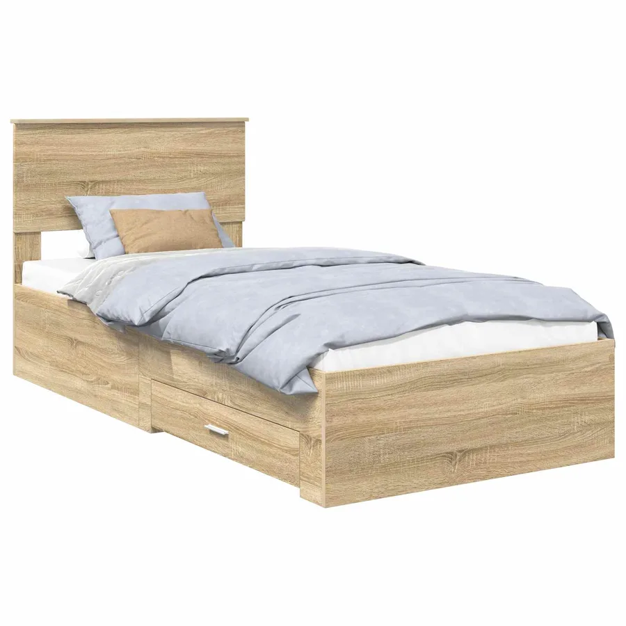 Cadre de lit Chêne Sonoma 90 x 190 cm Bois d'ingénierie - 2