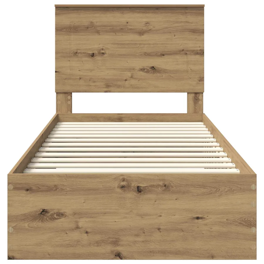 Cadre de lit Chêne artisanal 90 x 190 cm Bois d'ingénierie - 7