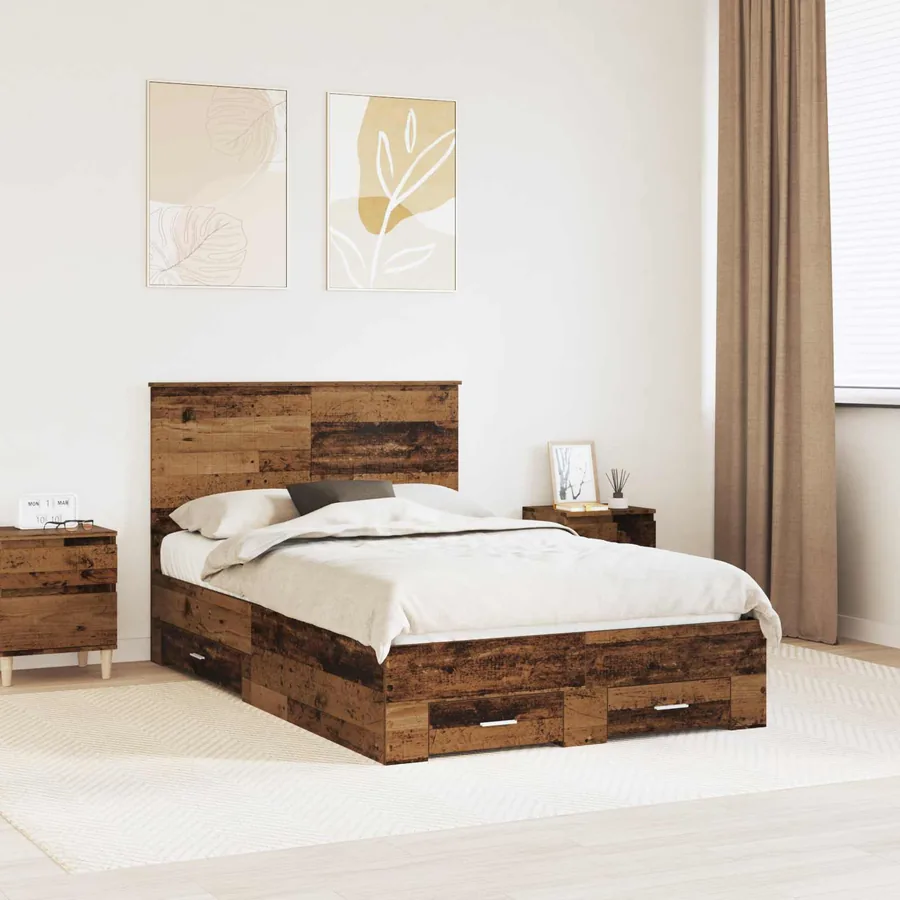 Cadre de lit Bois ancien 120 x 190 cm Bois d'ingénierie