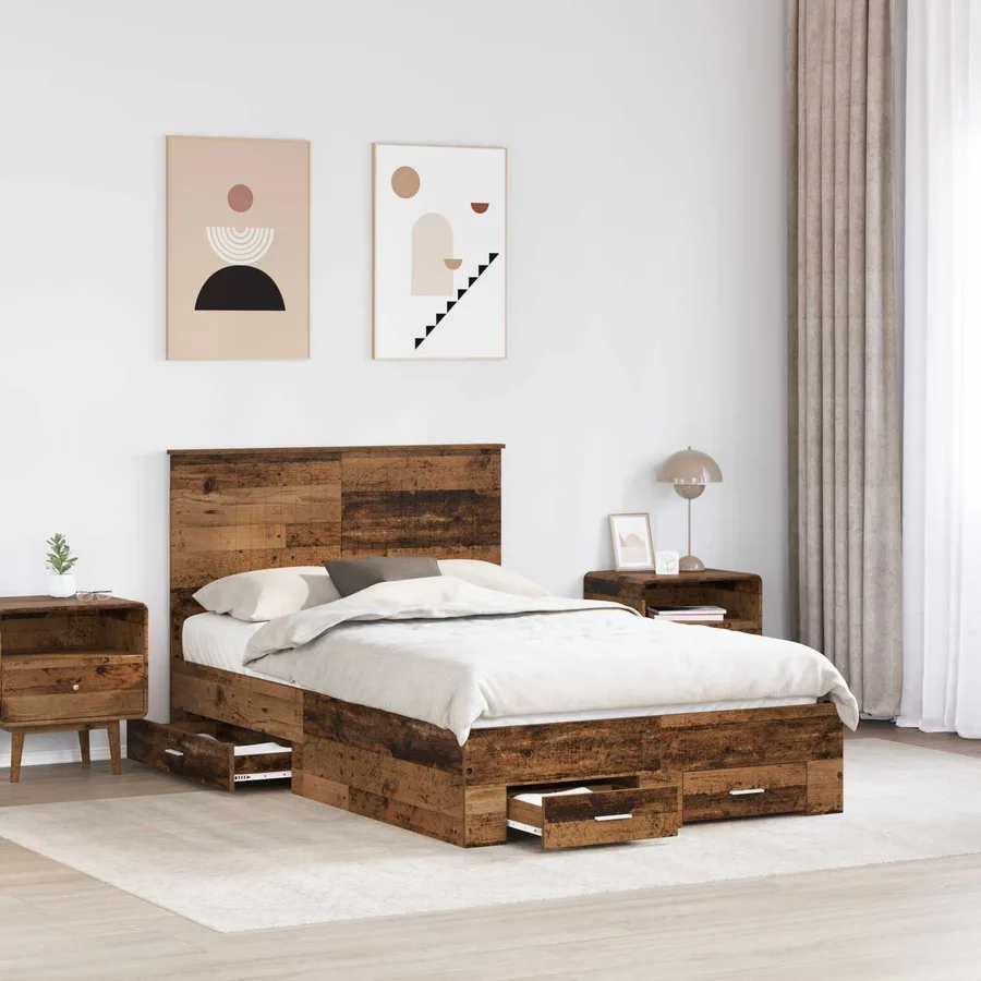 Cadre de lit Bois ancien 120 x 190 cm Bois d'ingénierie - 3