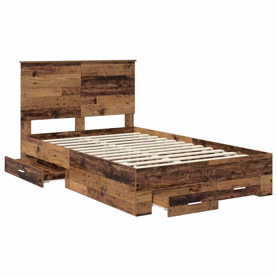 Cadre de lit Bois ancien 120 x 190 cm Bois d'ingénierie - 5