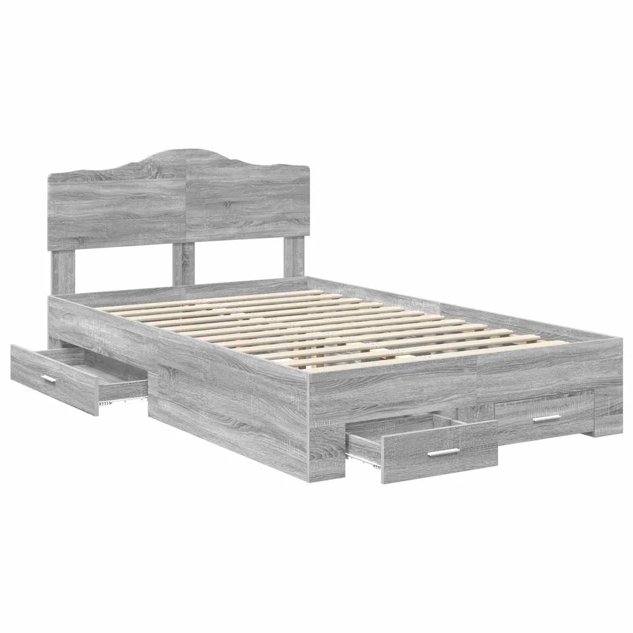 Cadre de lit Gris Sonoma 135 x 190 cm Bois d'ingénierie - 5