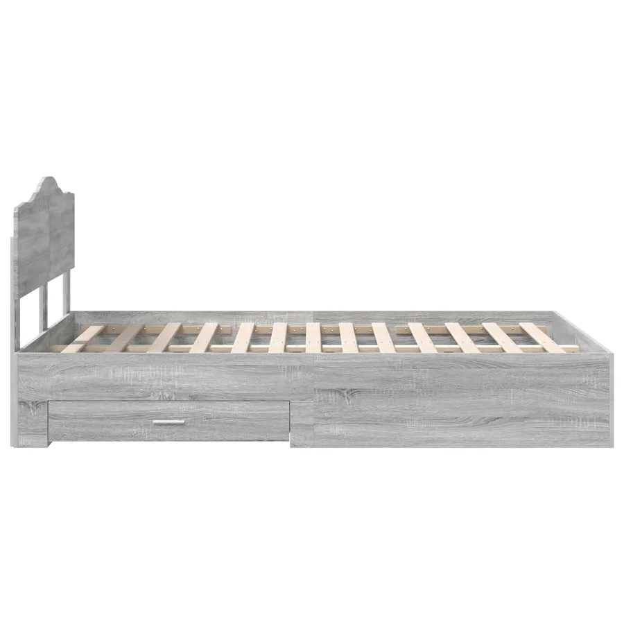 Cadre de lit Gris Sonoma 135 x 190 cm Bois d'ingénierie - 9
