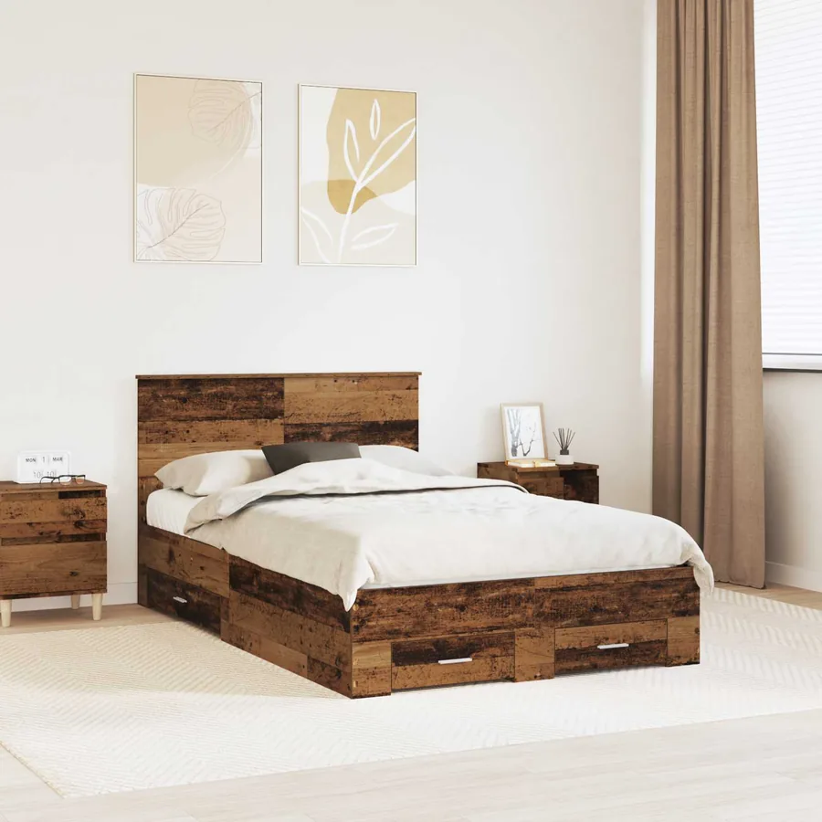 Cadre de lit Bois ancien 120 x 190 cm Bois d'ingénierie