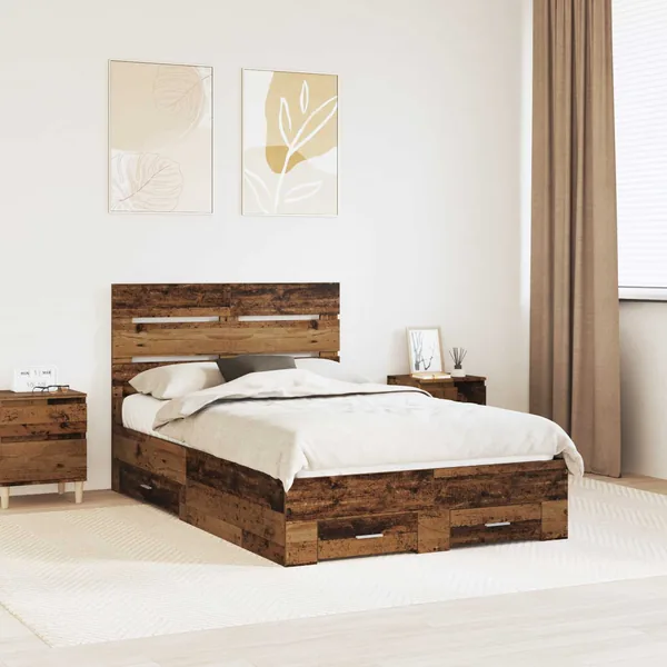 Cadre de lit Bois ancien 135 x 190 cm Bois d'ingénierie