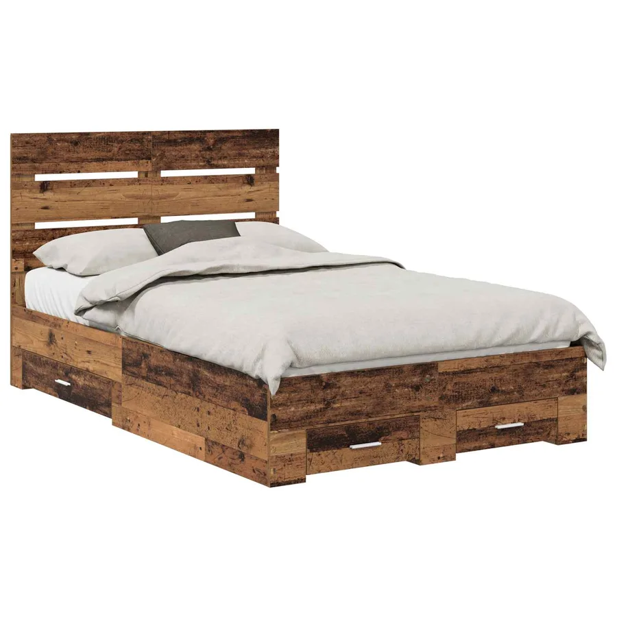 Cadre de lit Bois ancien 135 x 190 cm Bois d'ingénierie - 2