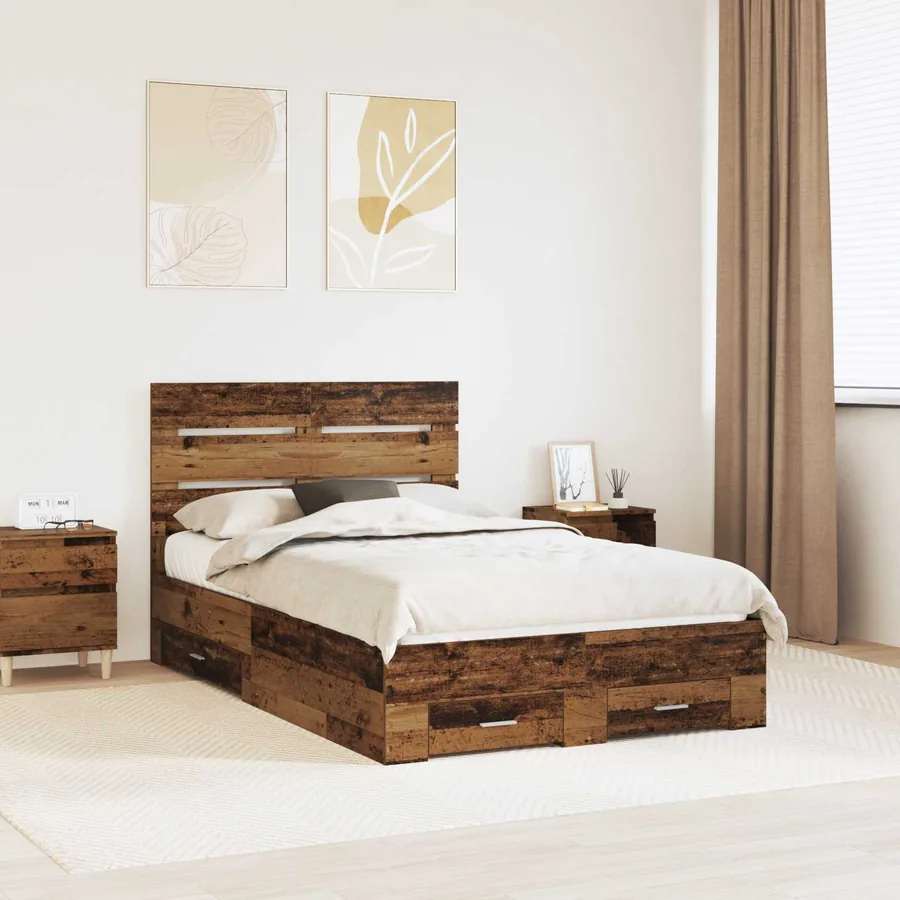 Cadre de lit Bois ancien 120 x 190 cm Bois d'ingénierie