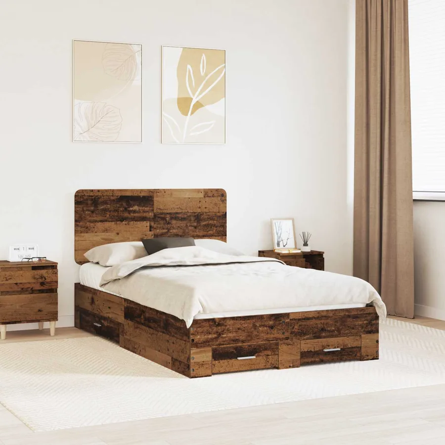 Cadre de lit Bois ancien 135 x 190 cm Bois d'ingénierie