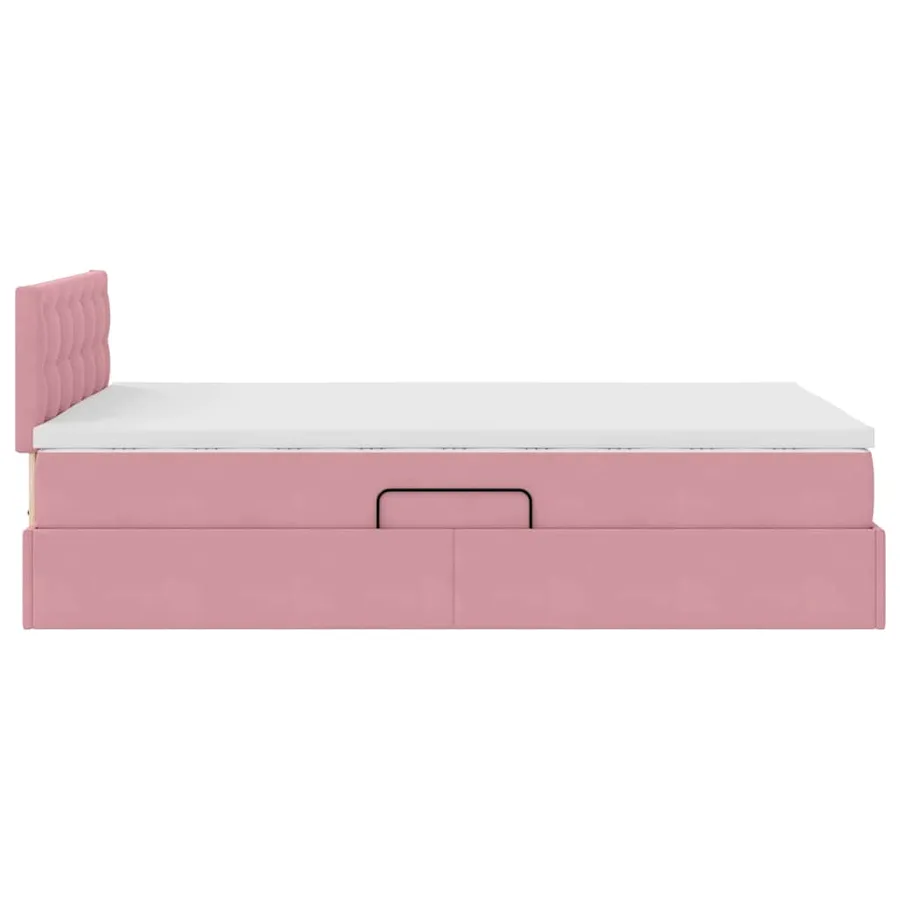 Lit de rangement LED avec matelas Rose 120 x 200 cm Velours - 11