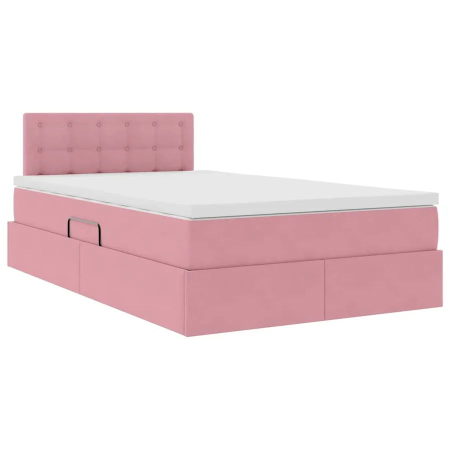 Lit de rangement LED avec matelas Rose 120 x 200 cm Velours - 6