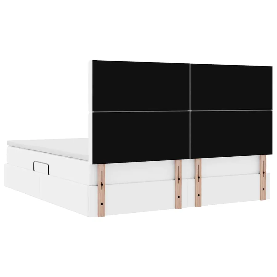Lit avec rangement et LED Blanc pur 160 x 200 cm Simili cuir - 12