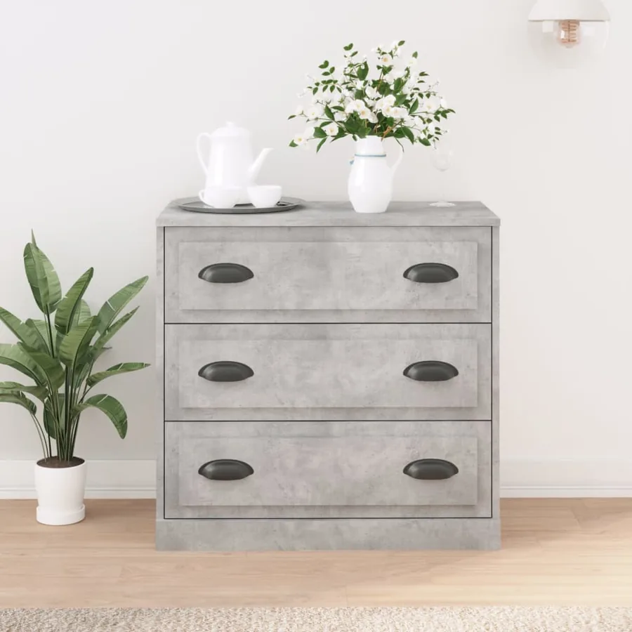Sideboard concrete grey 70x35.5x67.5 cm engineered wood