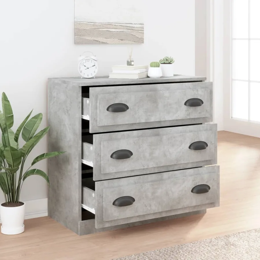 Sideboard concrete grey 70x35.5x67.5 cm engineered wood - 6