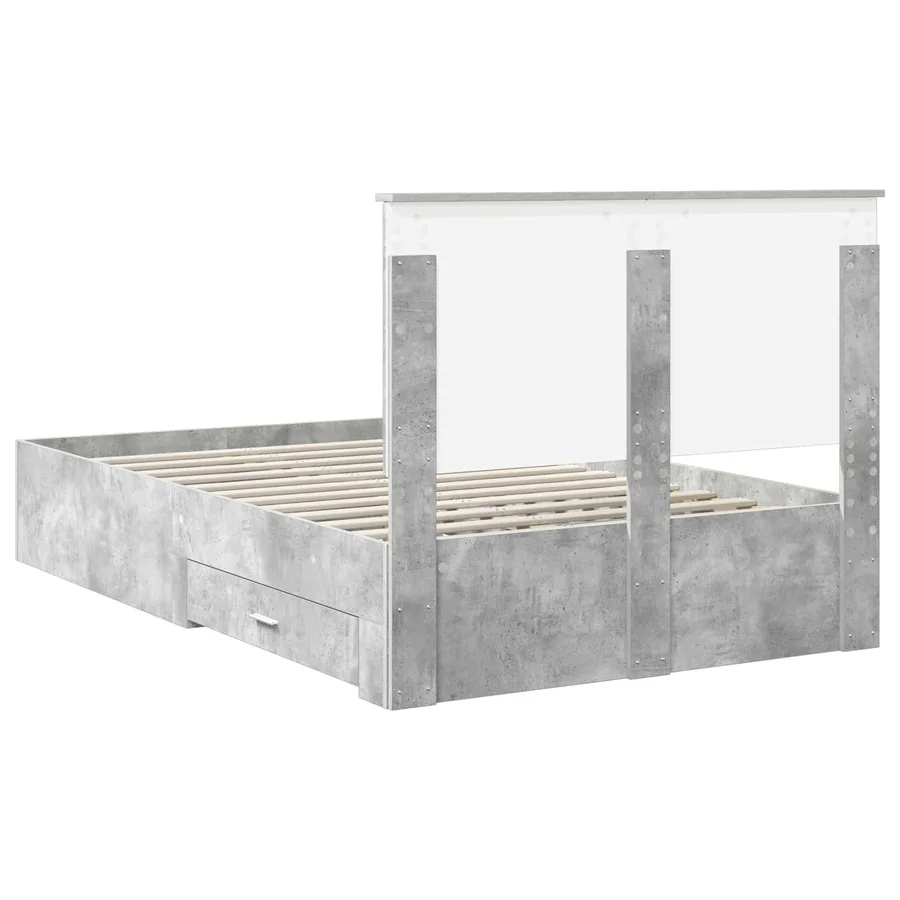 Cadre de lit Gris béton 120 x 190 cm Bois d'ingénierie - 8