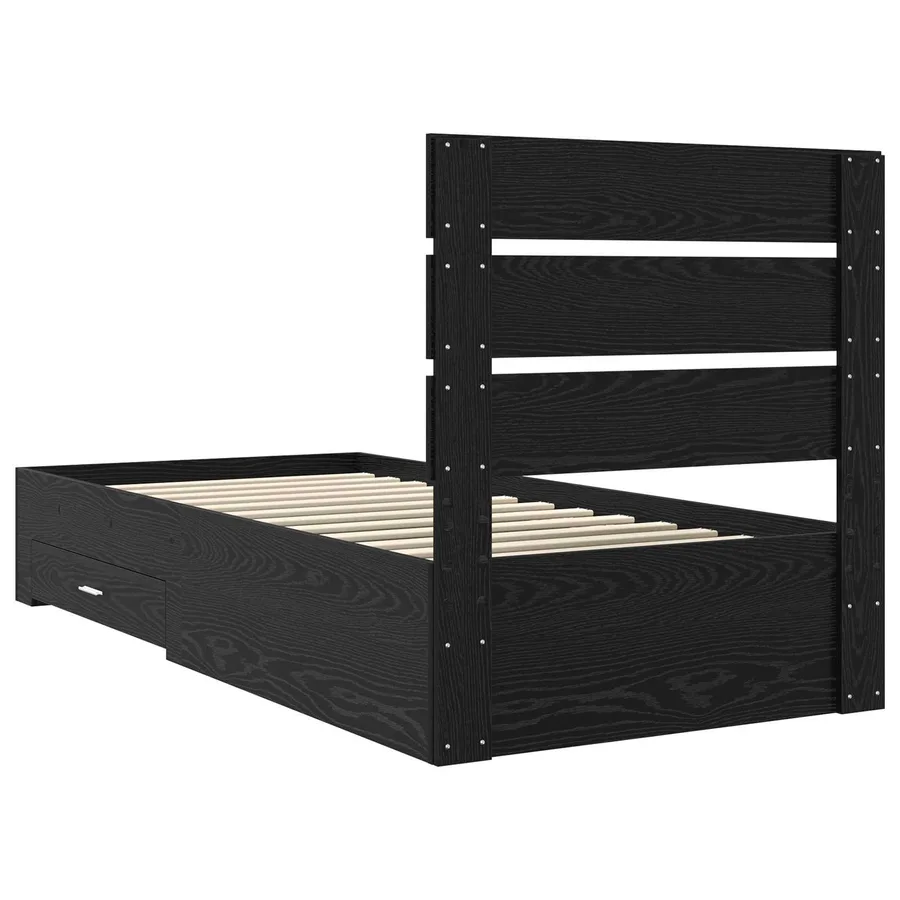 Cadre de lit Chêne noir 90 x 190 cm Bois d'ingénierie - 9