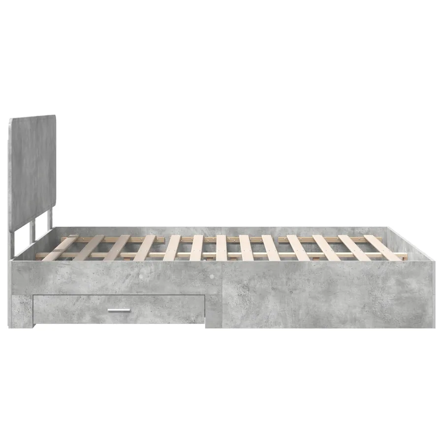 Cadre de lit Gris béton 140 x 190 cm Bois d'ingénierie - 9