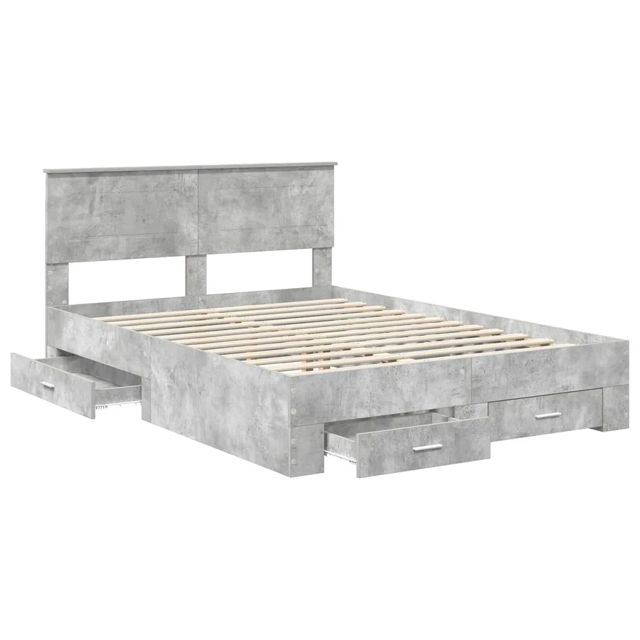 Cadre de lit Gris béton 140 x 190 cm Bois d'ingénierie - 5