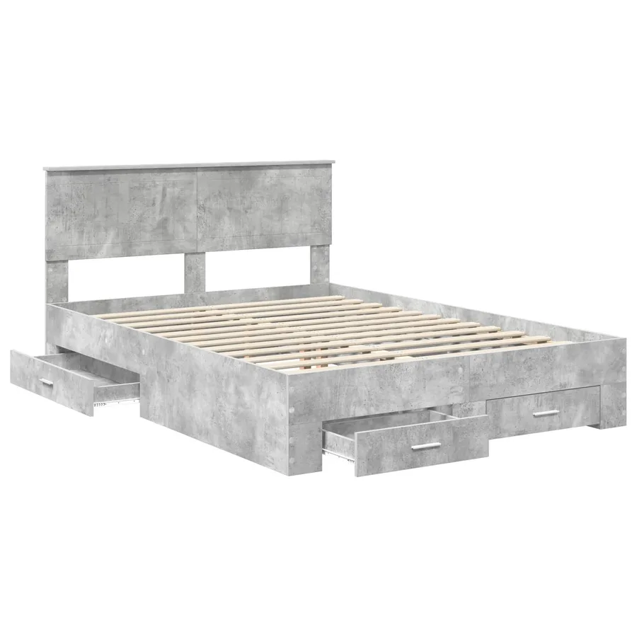 Cadre de lit Gris béton 140 x 190 cm Bois d'ingénierie - 5