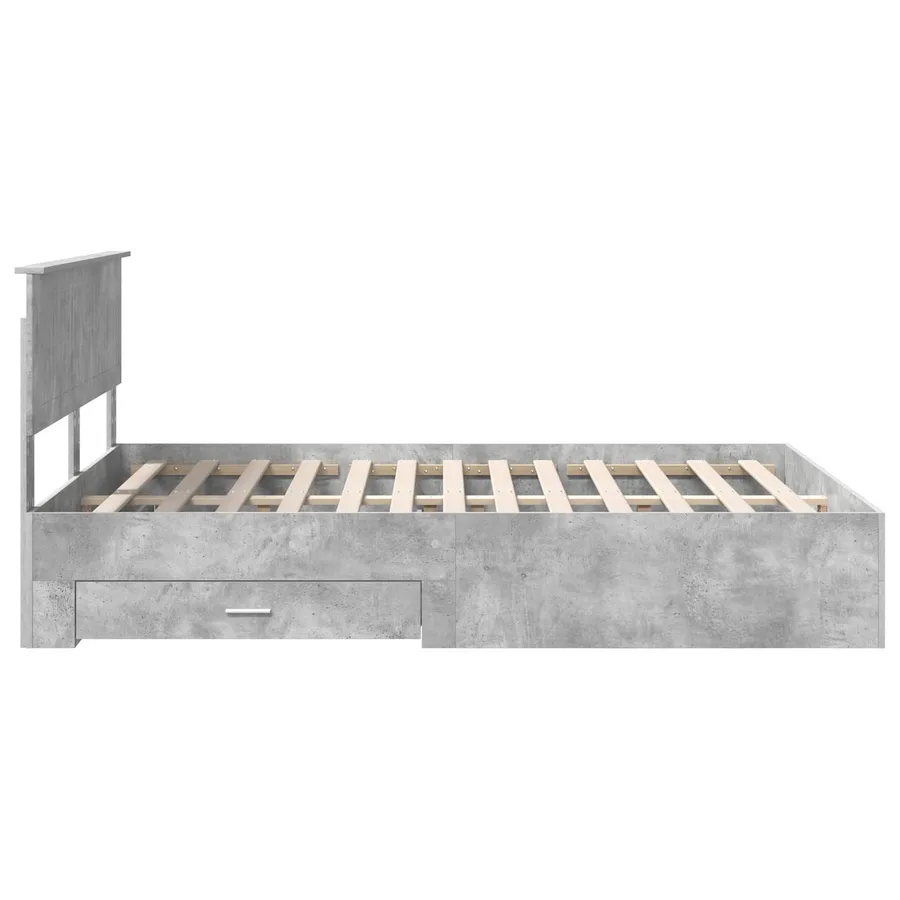 Cadre de lit Gris béton 140 x 190 cm Bois d'ingénierie - 9
