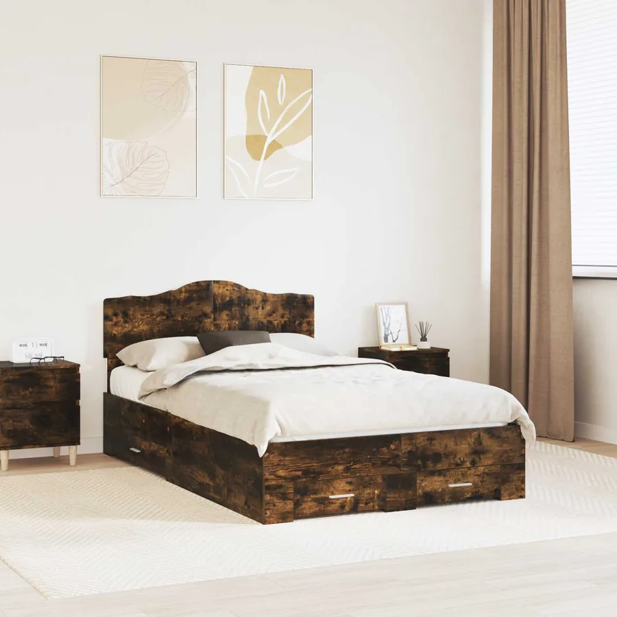 Cadre de lit Chêne fumé 120 x 190 cm Bois d'ingénierie