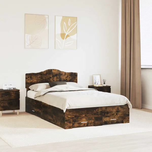 Cadre de lit Chêne fumé 120 x 190 cm Bois d'ingénierie